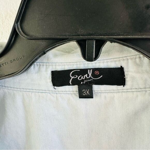 Earl Jeans Crystal Embellished Chambray Long Sleeve Button Top Size 3X - Picture 4 of 5